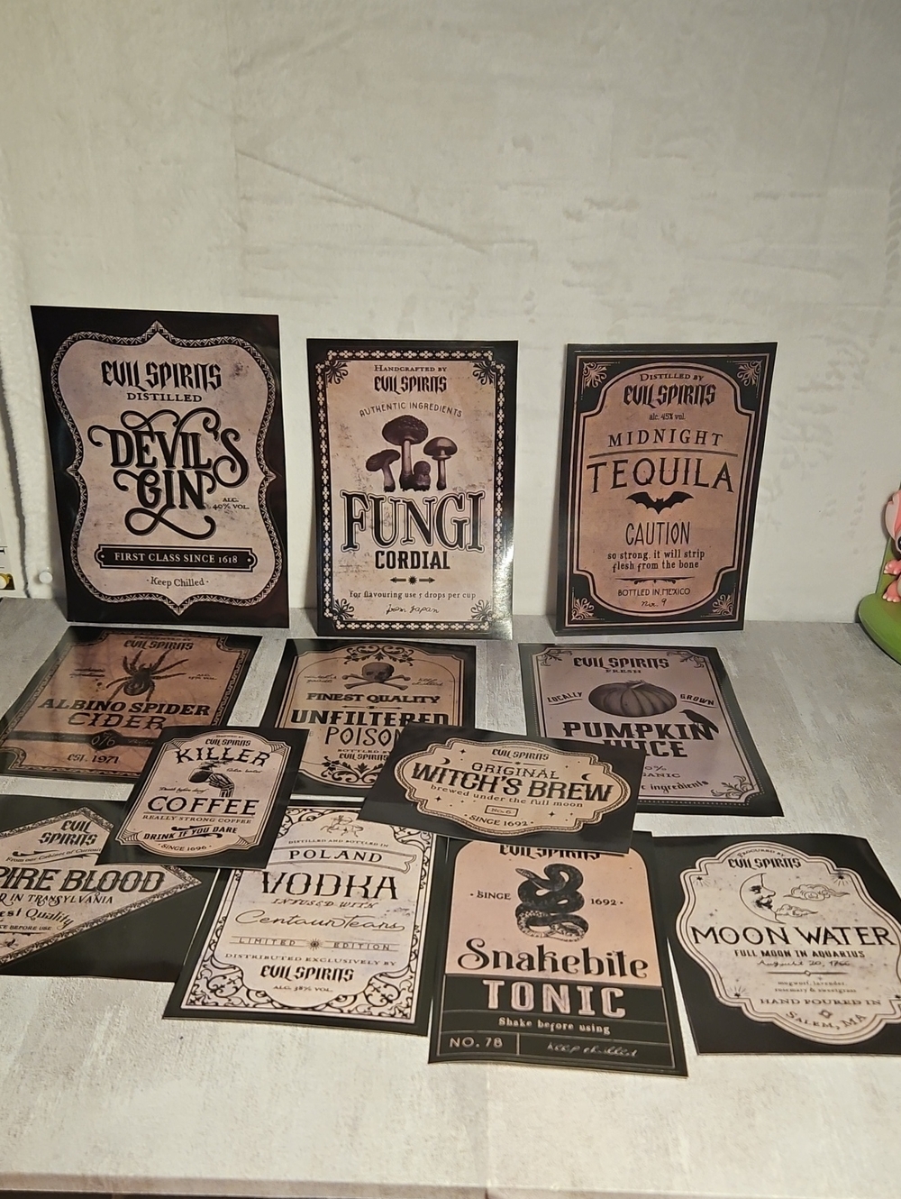 12 Bottle Jar Stickers Gothic Horror Emo Fun NWT